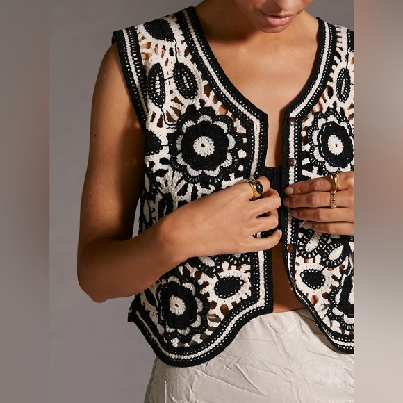 Anthropologie Sweaters - Anthropologie Crochet Sweater Vest OS